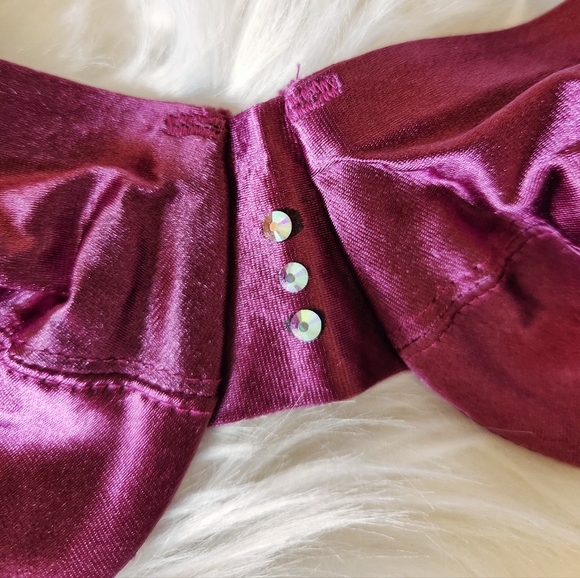 Handmade Embellished Plum Satin Bra, 36B Iridescent 💎 Jewel Stones, Handcrafted - Picture 5 of 10